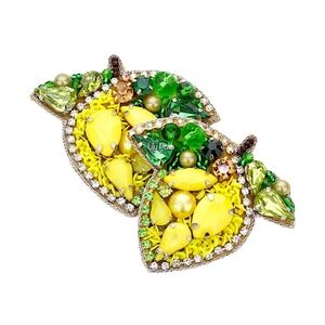 Beaded Lemon Stud Earring, Seed Bead Fruit Earring, Lemon